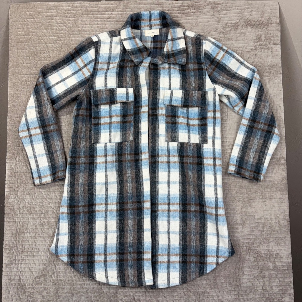 MELLODAY Plaid Shacket Oversized Long Sleeve Shirt Jacket Women's Size S